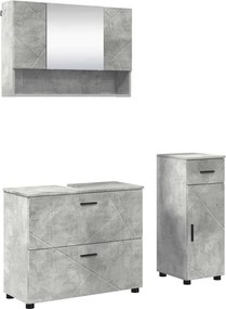 vidaXL Fürdőszoba bútor szett 3 pcs Beton Szürke Mérnöki fa és fém