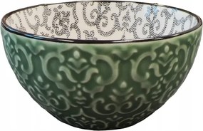 Tál Mártogatós Tál Japandi Kerámia 150ml Díszített Inari Zöld10cm
