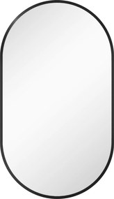 HOMCOM Ovális Fürdőszobai Tükör 40x70 cm Aluminium Kerettel Dekoratív Fali Tükör Vízszintes vagy Függőleges Használatra Fekete | Aosom