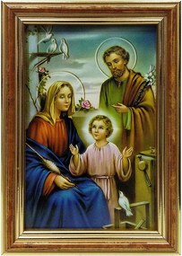 Vászonkép 10x15cm Szent Család arany keret