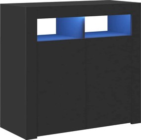 vidaXL fekete tálalószekrény LED-világítással 80 x 35 x 75 cm