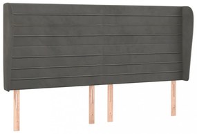 sötétszürke bársony fejtámla szárnyakkal 203x23x118/128 cm