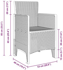 Kerti szék 4-es készlet Fehér Poli rattan Standard Könnyű súly