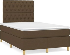vidaXL sötétbarna szövet rugós ágy matraccal 120 x 200 cm