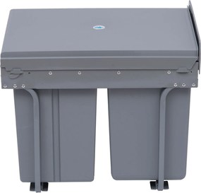 HOMCOM Beépíthető Hulladékgyűjtő 1 x 20L + 2 x 10L 3 Részes Kihúzható Hulladék Elkülönítő Rendszer Szürke | Aosom