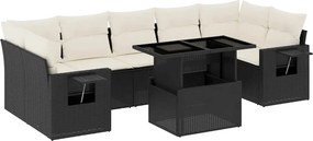 vidaXL 8 részes fekete polyrattan kerti ülőgarnitúra párnákkal