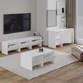 Laris nappali bútorszett, fehér, 160 cm