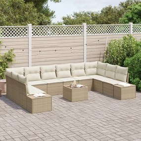 Kerti Kanapé Szett 11 pcs bézs és krémszínű 344 x 209 x 85 cm