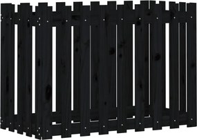 vidaXL fekete tömör fenyőfa kerti magaságyás kerítéssel 100x50x70 cm