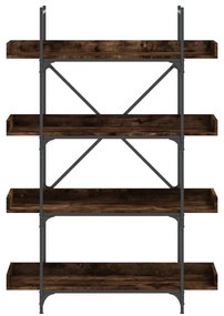4 szintes füstös tölgy szerelt fa könyvespolc 100x33x145,5 cm