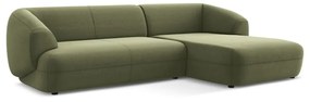 Zöld bársony sarokkanapé (jobb oldali) Moana – Makamii