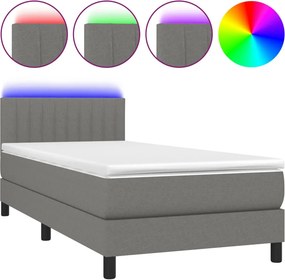 vidaXL sötétszürke szövet rugós és LED-es ágy matraccal 80 x 200 cm