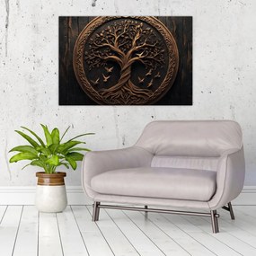 Kép – Fából készült életfa (90x60 cm)