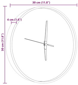 kék falióra világító óramutatókkal és órajelzőkkel Ø30 cm