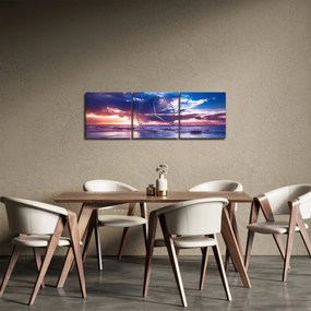 Kép - Naplemente a tengerparton (órával) (90x30 cm)