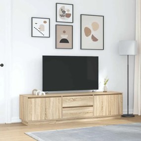 sonoma-tölgy színű TV-szekrény LED-lámpákkal 193,5x41x50 cm