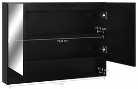 fekete MDF tükrös fürdőszobaszekrény 80 x 15 x 60 cm