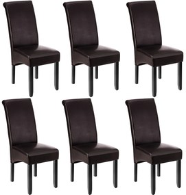 TecTake GmbH 403497 ergonomikus tömörfa étkezőszék - barna, 6 darabos készlet