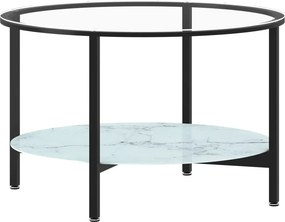 vidaXL fekete-fehér márvány edzett üveg dohányzóasztal 70 cm
