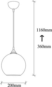 Gold 020 arany-fekete fém és üveg függőlámpa, Ø20 cm