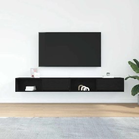 2 db fekete tölgy színű szerelt fa TV-szekrény 100x31x25,5cm