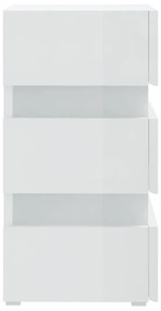 magasfényű fehér szerelt fa LED-es éjjeliszekrény 45x35x67 cm