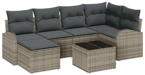 vidaXL Kanapé Szett párnával tárolóval 7 pcs Szürke polirattan
