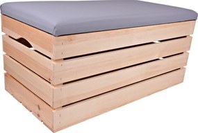 Puff Fa Fenyő 80CM Láda Ökobőr Ülőfelület