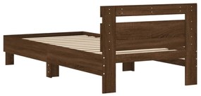 barna tölgy színű fejtámlás ágykeret matrac nélkül 75 x 190 cm