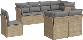 vidaXL 8 részes bézs polyrattan kerti ülőgarnitúra párnával