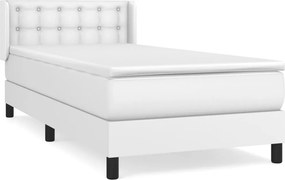 vidaXL fehér műbőr rugós ágy matraccal 90 x 200 cm