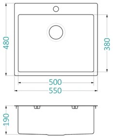ALVEUS 1124382 - Mosogató QUARTO 55x48 cm szatén
