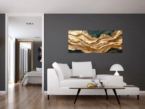 Kép - Zöld absztrakció arannyal II. (120x50 cm)