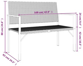 2-személyes szürke polyrattan kerti pad