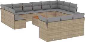 vidaXL 14 részes bézs polyrattan kerti ülőgarnitúra párnával