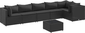 vidaXL 7 részes fekete polyrattan kerti ülőgarnitúra párnákkal