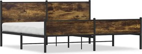 vidaXL füstös tölgy színű fém ágykeret matrac nélkül 193 x 203 cm