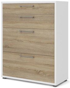 Fehér-natúr színű moduláris könyvespolc tölgyfa dekorral 89x113 cm Prima – Tvilum