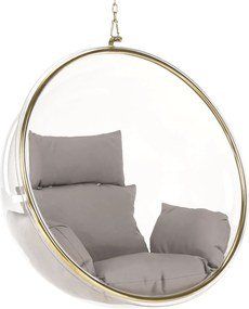 Függő fotel, átlátszó/arany/szürke, BUBBLE NEW TYP 1