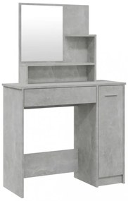 betonszürke fésülködőasztal tükörrel 86,5 x 35 x 136 cm