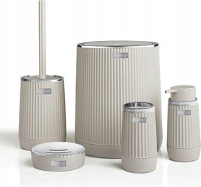 Fürdőszoba Szett 5 db-os Nida Wc szett Bézs króm kosár Wc kefe