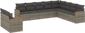 vidaXL 10 részes szürke polyrattan kerti ülőgarnitúra párnákkal