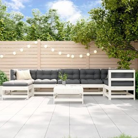vidaXL 8 részes fehér tömör fa kerti ülőgarnitúra párnával