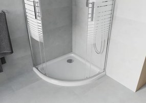 Mexen Rio félköríves zuhanykabin 90 x 90 cm, fehér csíkok, króm + Flat zuhanytálca, fehér - 863-090-090-01-20-4110