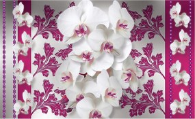 Fotótapéta flizelina Fehér orchideák Lila minta Elegancia 368x254 +ragasztó