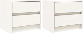 vidaXL 2 db fehér tömör fenyőfa éjjeliszekrény 40 x 31 x 35,5 cm