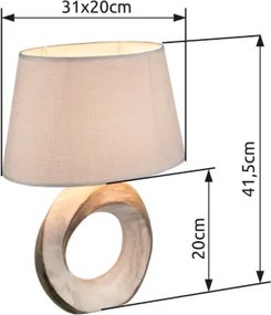 Globo 21641T Asztali lámpa kerámia,,textil szürke, LxBxH:300x200x415 . 1xE27 40W 230V