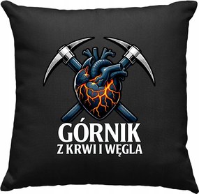 Bányász szív párna, fekete