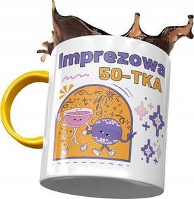 Sárga Bögre Születésnapra 50 50-es 50-es Ajándék Nyomtatott Fotóval