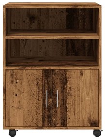 antik fa színű szerelt fa kerekes szekrény 60 x 48 x 81 cm